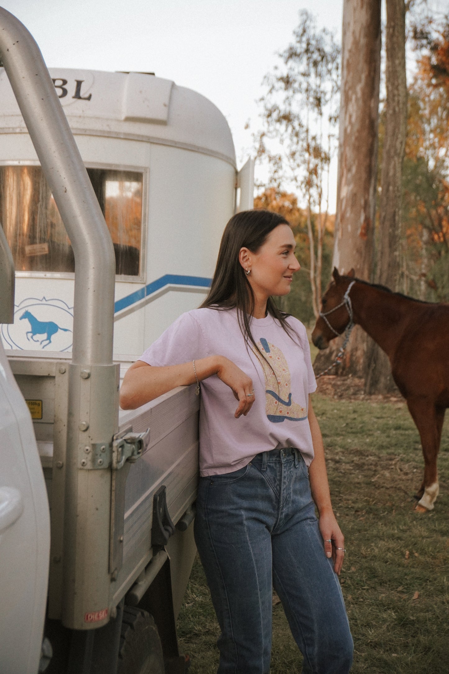 Lilac Boot Patchwork Tee - S