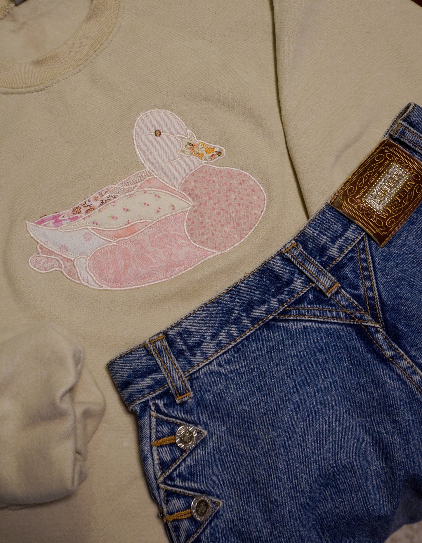 Pink/ Beige Flock Sweatshirt