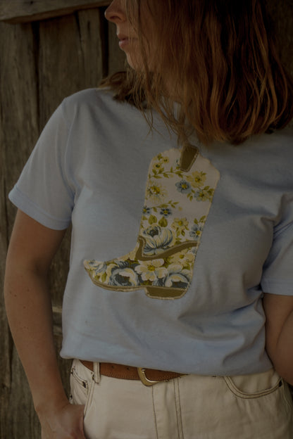 Blue Boot Patchwork Tee - S