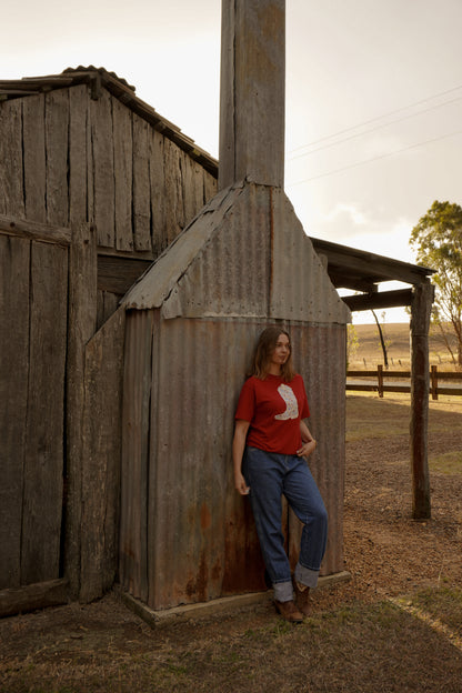 Red Boot Patchwork Tee - M