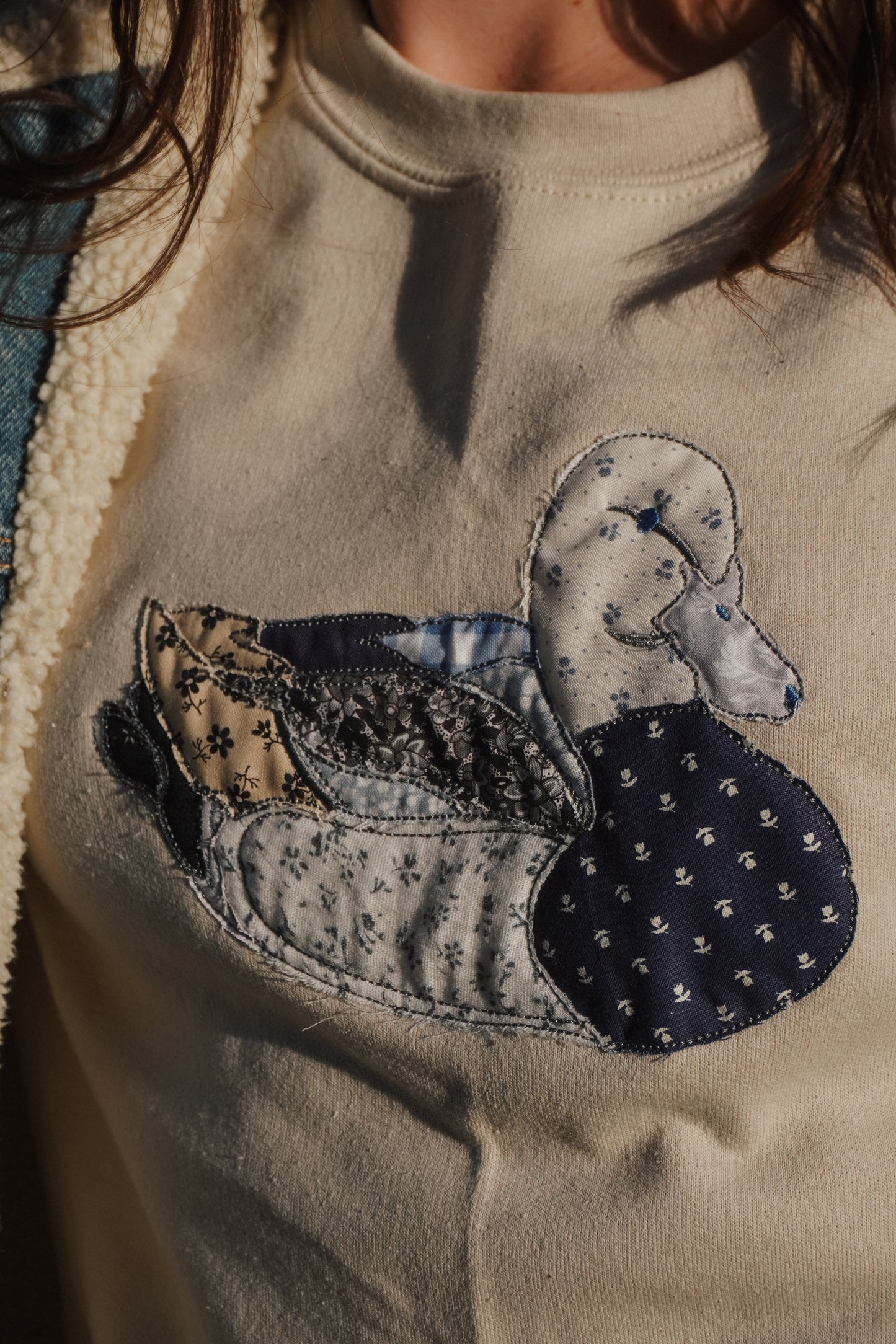 Navy/ Beige Flock Sweatshirt
