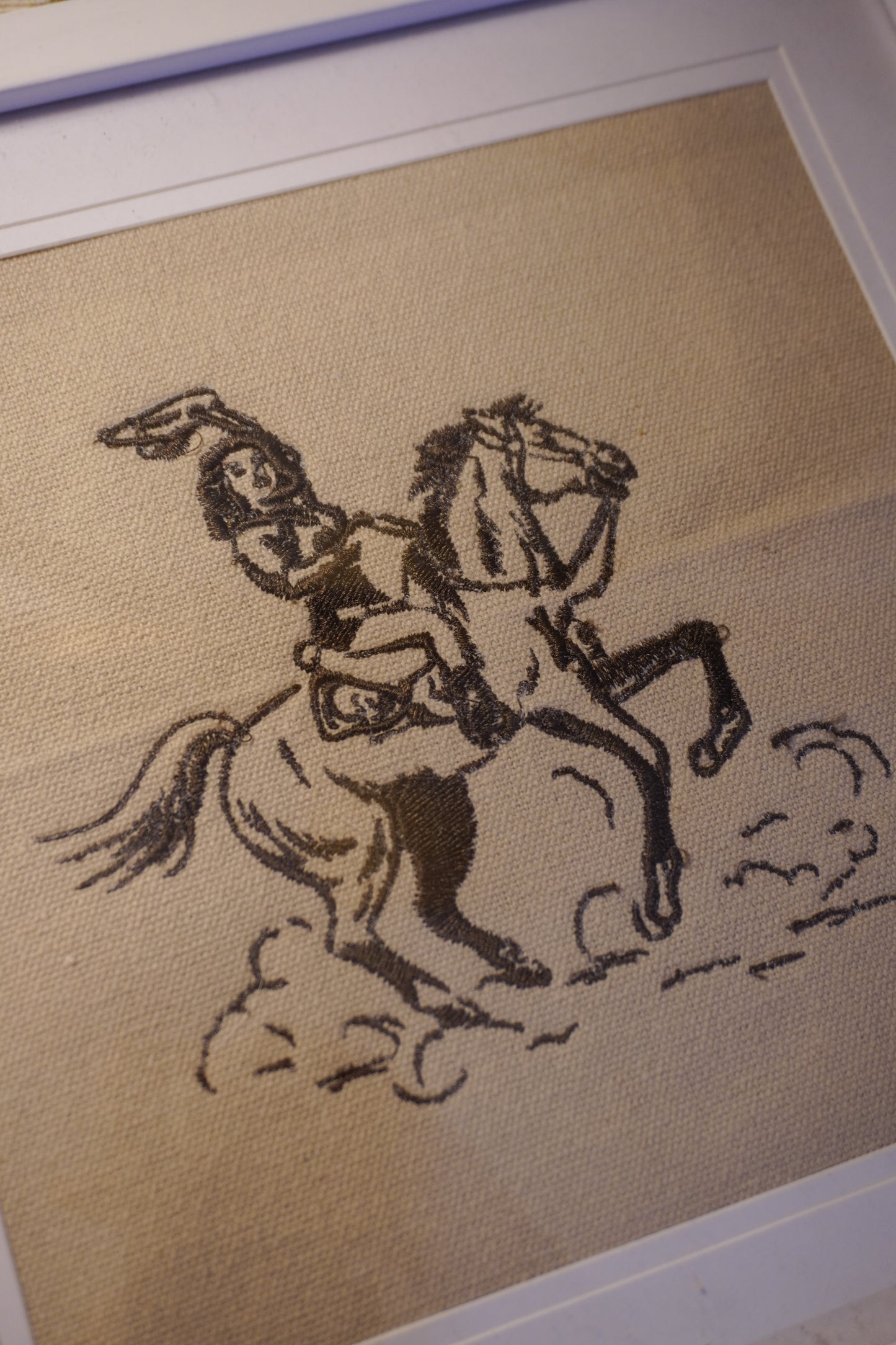 Retro Cowgirl Embroidery White Frame