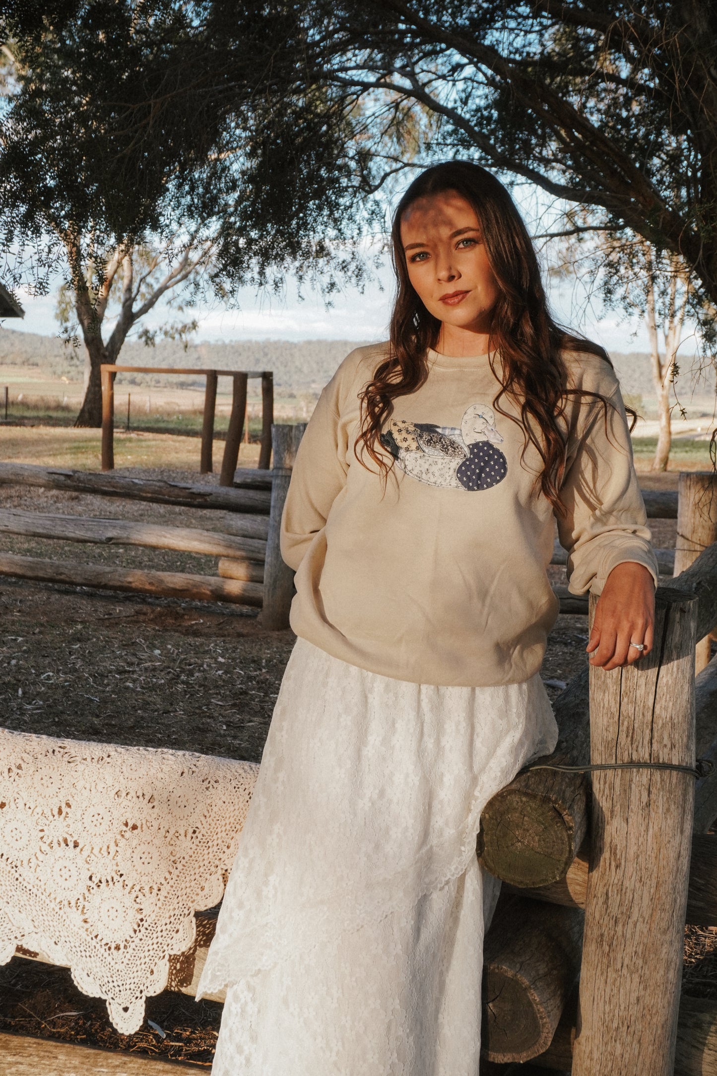 Navy/ Beige Flock Sweatshirt