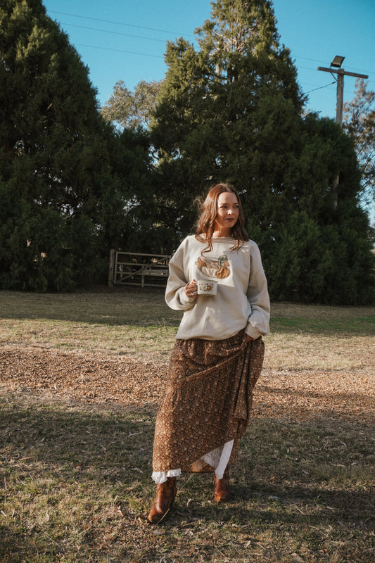 Natural/ Beige Flock Sweatshirt