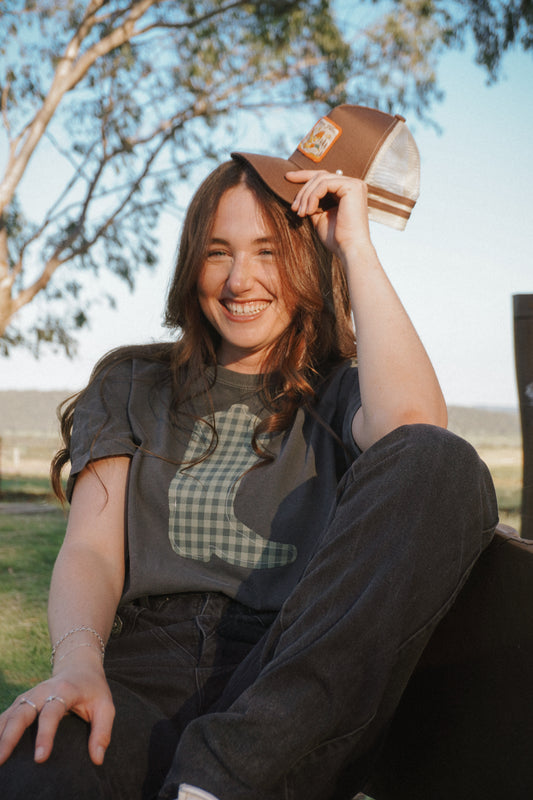 Charcoal Boot Patchwork Tee - M