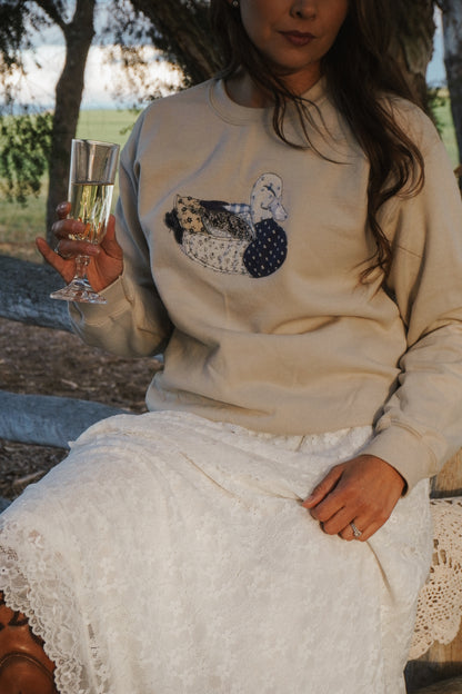 Navy/ Beige Flock Sweatshirt