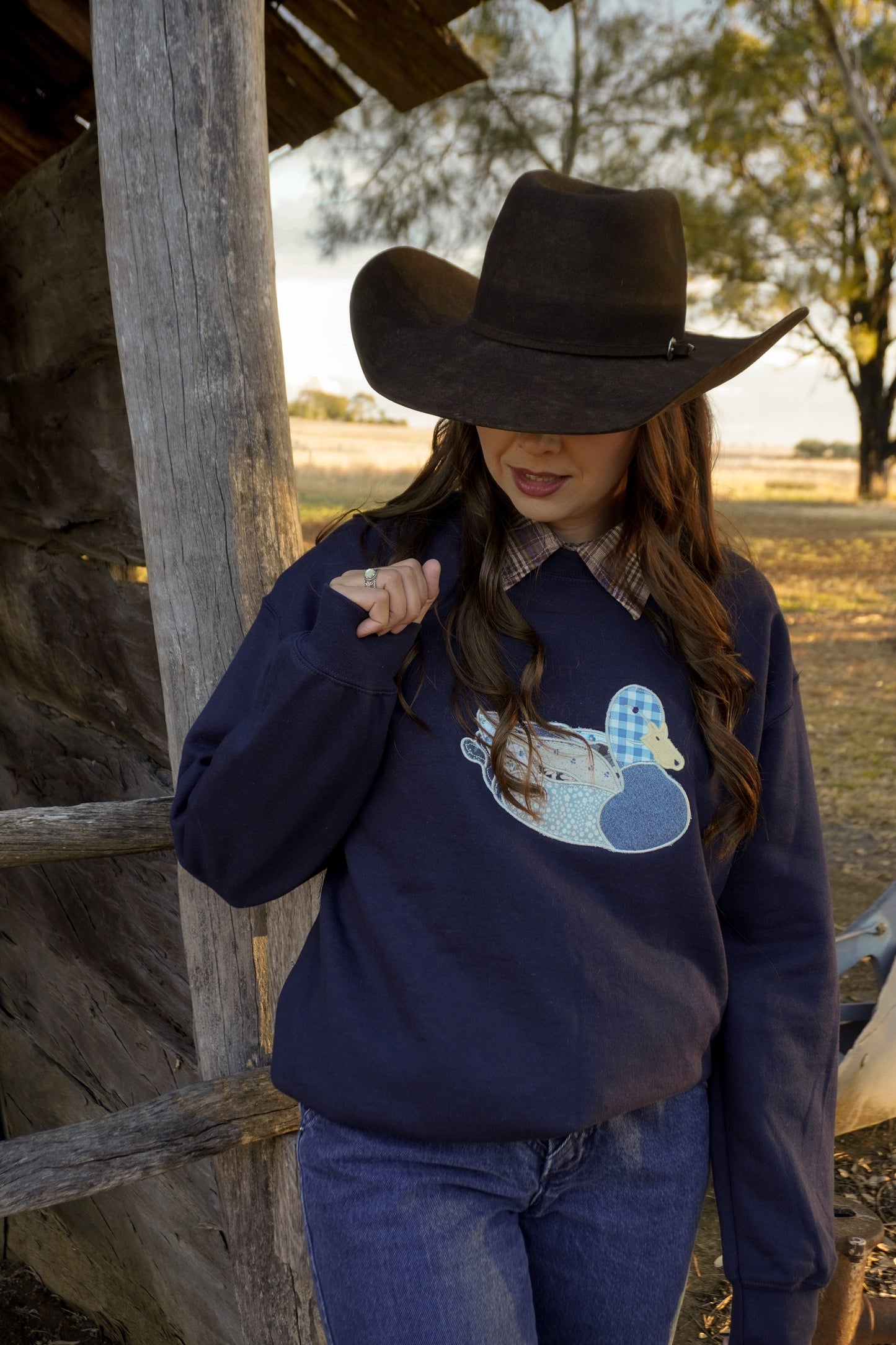 Navy/ Navy Flock Sweatshirt