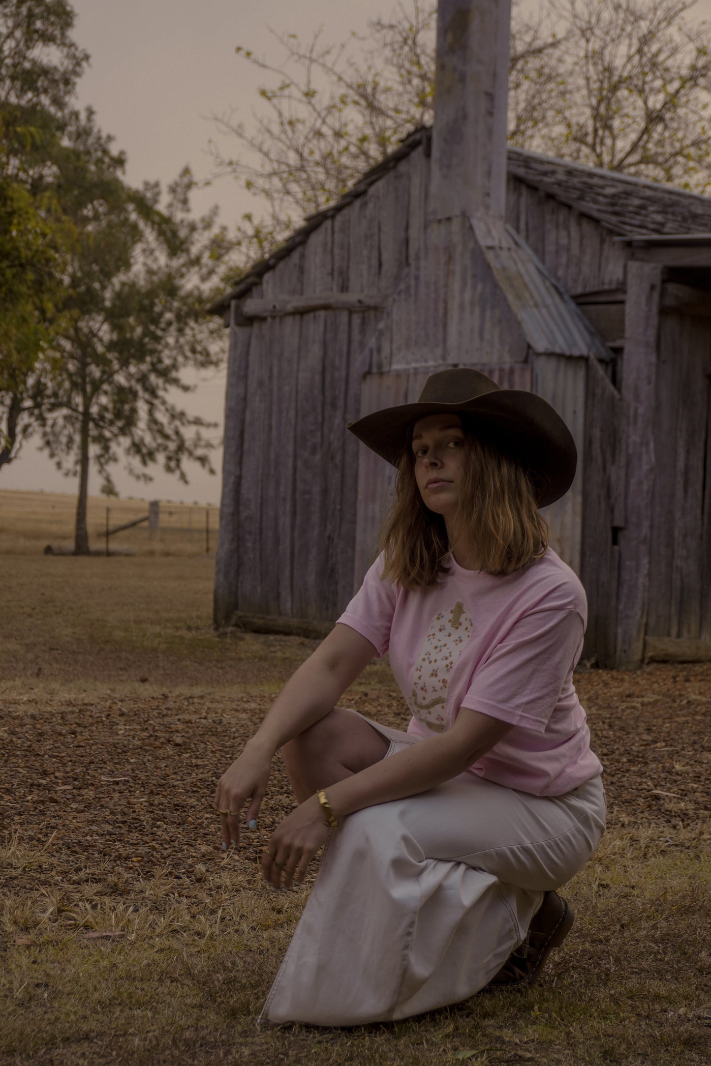 Pink Boot Patchwork Tee - M