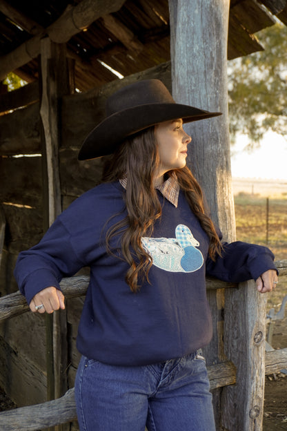 Navy/ Navy Flock Sweatshirt