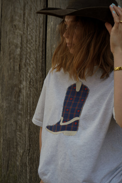 Red Boot Patchwork Tee - L