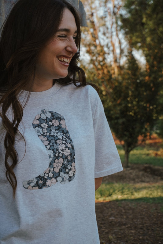 Grey Boot Patchwork Tee - L