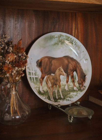 Mare and Foal Vintage Display Plate