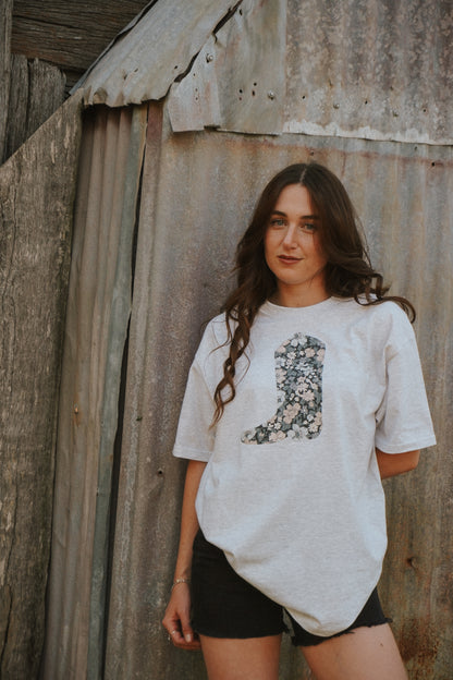 Grey Boot Patchwork Tee - L
