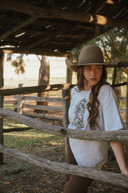 Grey Boot Patchwork Tee - L